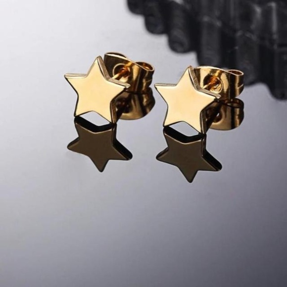 Little Stars Studs Gold Plated Studs Earrings - Picture 3 of 3